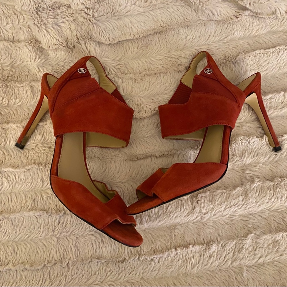 Michael Michael Kors Red Suede Open Toe Heel 7.5